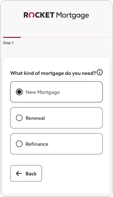 Rocket Mortgage screenshot - flow, first step